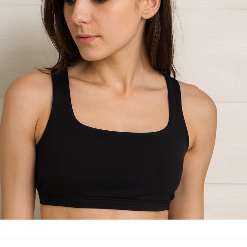 Stori Small Black Strappy Sports Bra Medium Support Stretchy Activewear Top